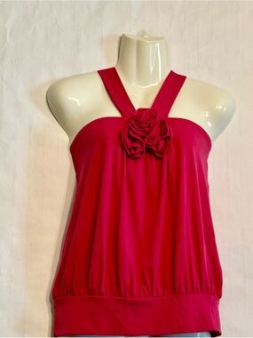 Fuchsia Halter Rosette Camisole Top